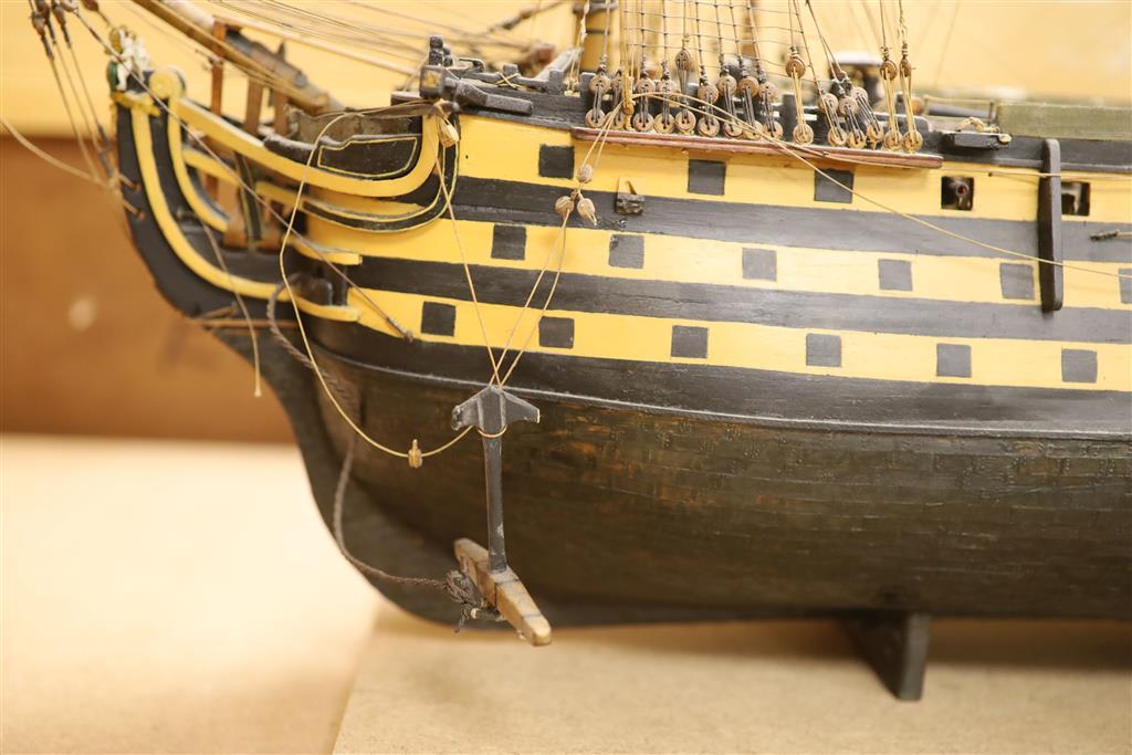 A model of The Victory, width 90cm, and a model of The Marseille